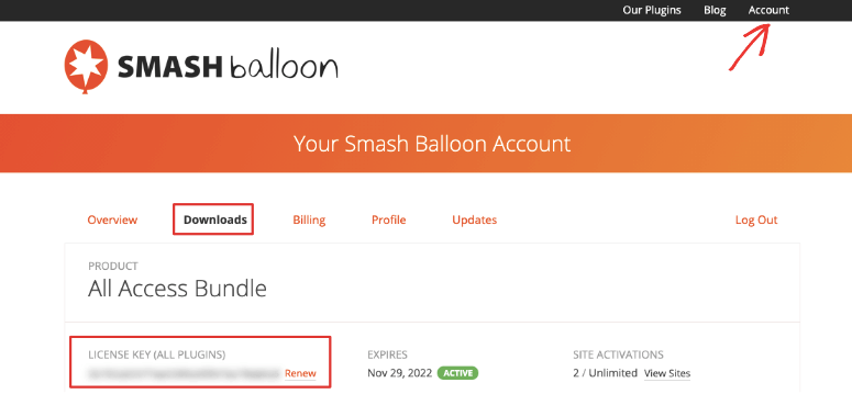 Clé de licence Smash Balloon